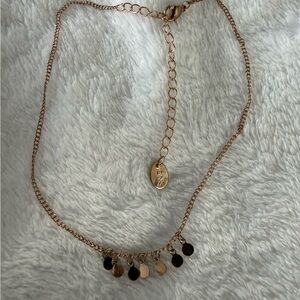 Dainty Gold Tone Disc Charm Necklace